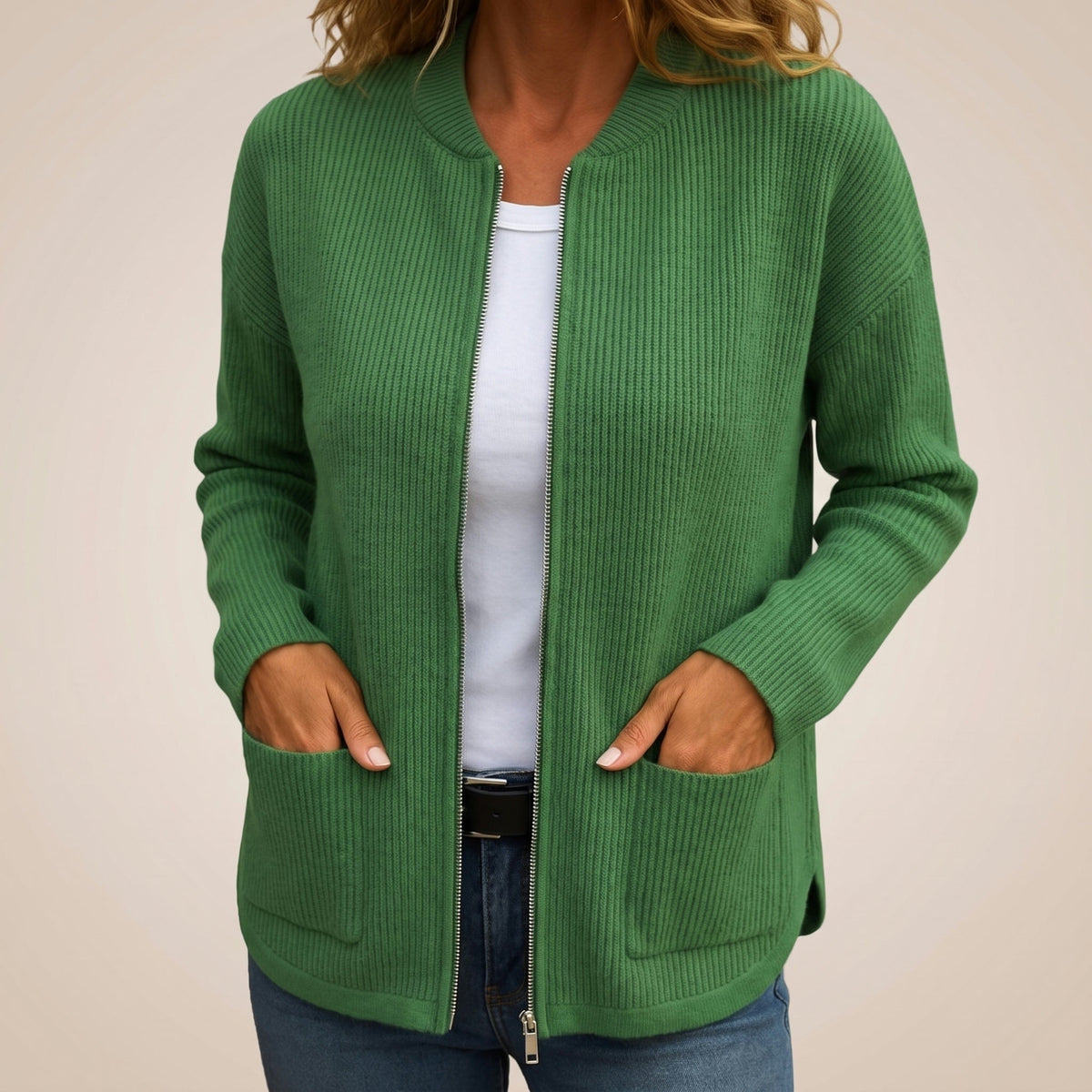 Anneli™ Cardigan med Dype Lommer — Grønn
