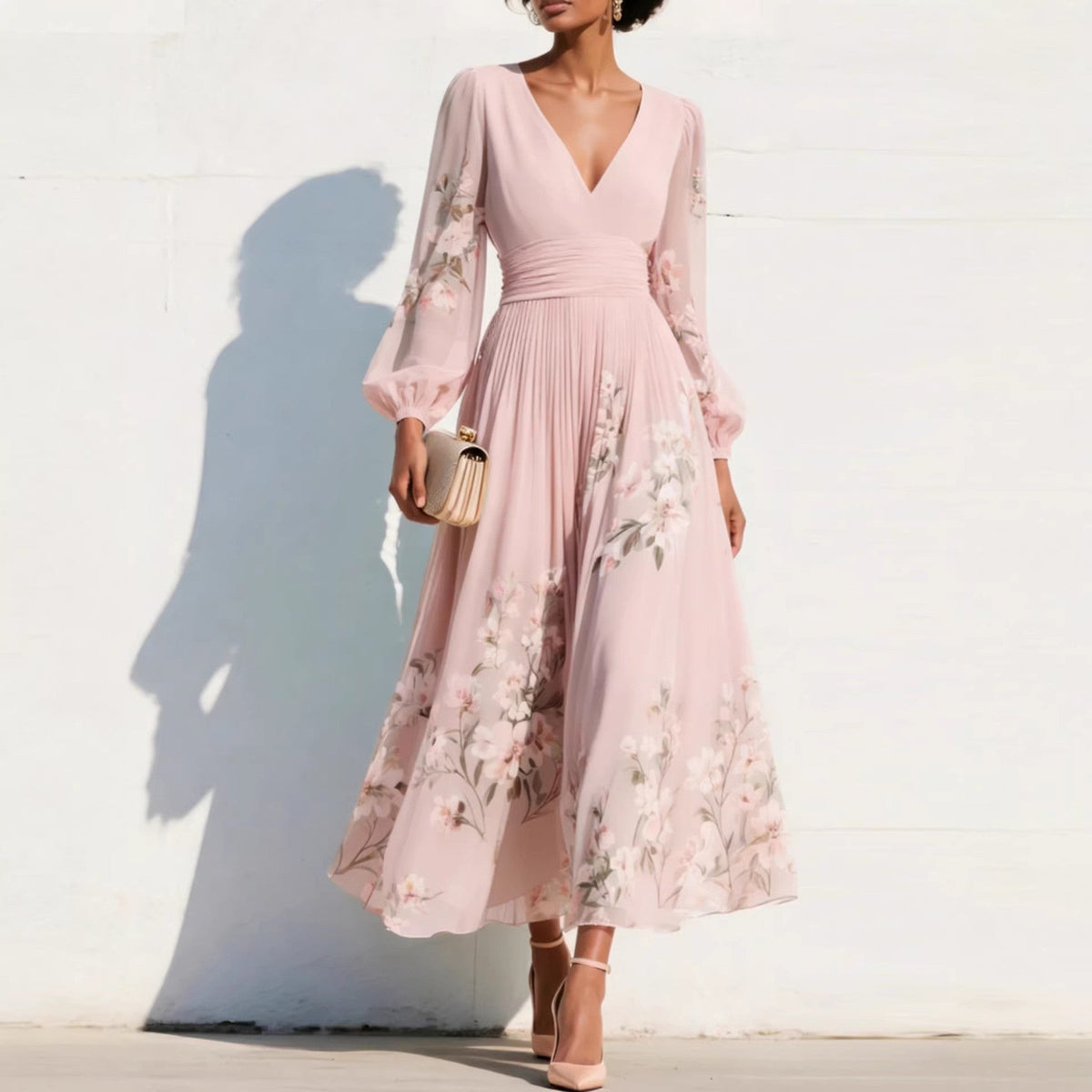 EWELINA™ | ELEGANT MIDIKJOLE — Rosa