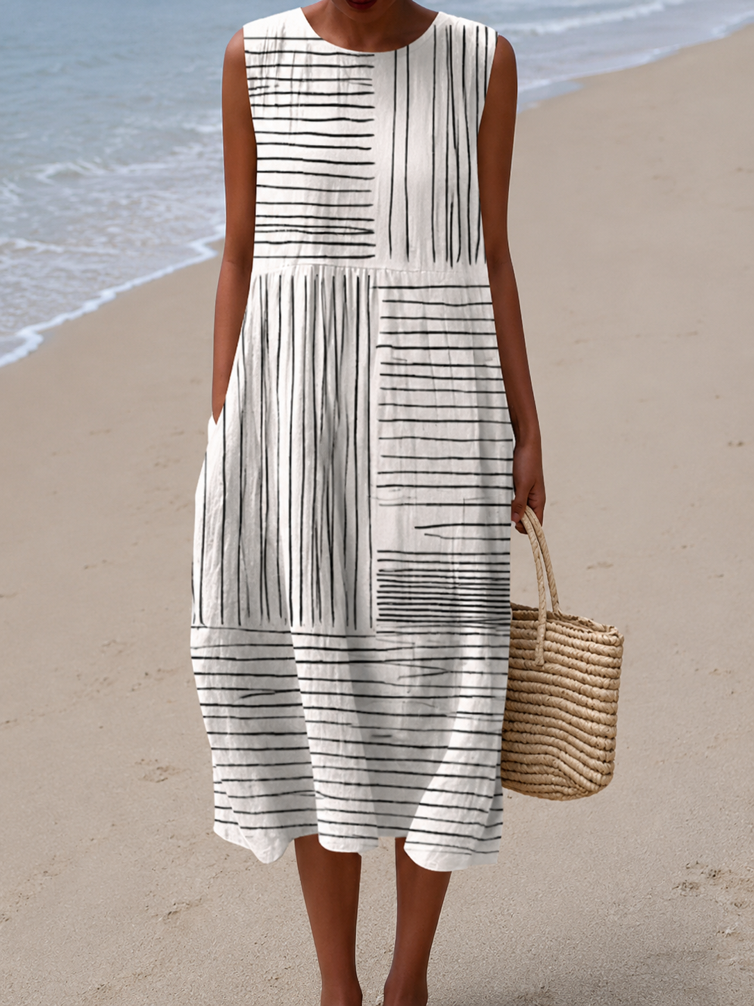 RINA™ | PRINTED MIDI-KJOLE ELEGANT