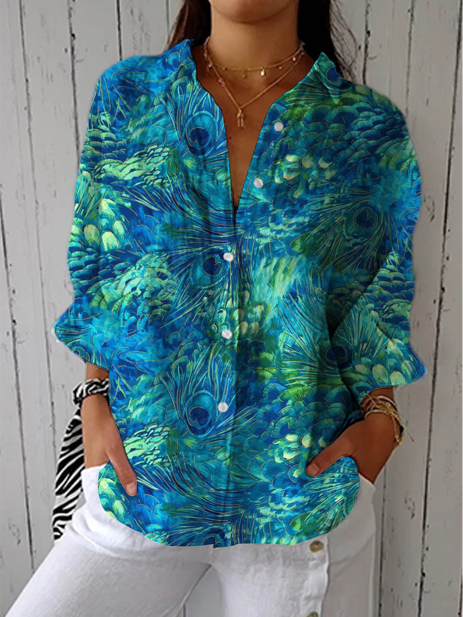 FLORINA™ | PÅFUGLMØNSTRET BLUSE