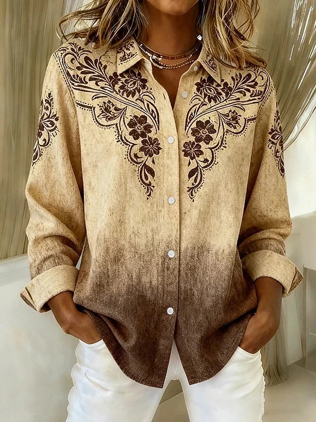 TUVA™ | VINTAGE KNAPPEBLUSE — Brun