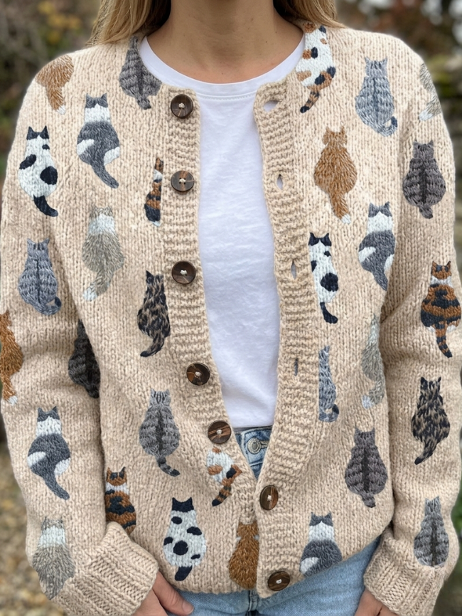 OTTAVIE™ | STRIKKECARDIGAN — Beige