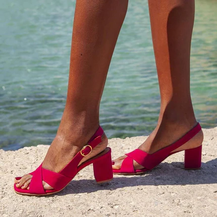 CELESTE™ | SOMMERSANDALER MED BRED HÆL — Rød