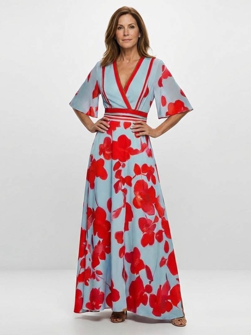 MARIANNE™ | KONTRASTRIK BLOMSTER MAXI-KJOLE