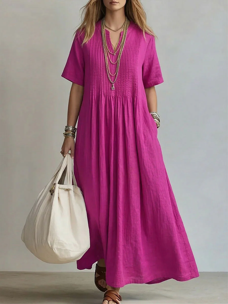 Livia™ Pintuck Maxi-kjole — Rosa
