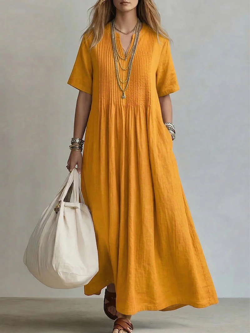 Livia™ Pintuck Maxi-kjole — Gul