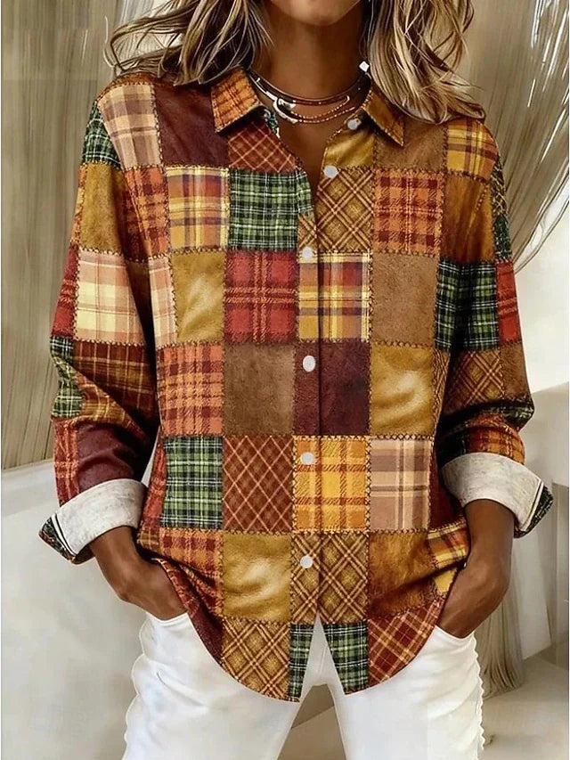 MARTE™ | VINTAGE KNAPPEBLUSE — Light Brown