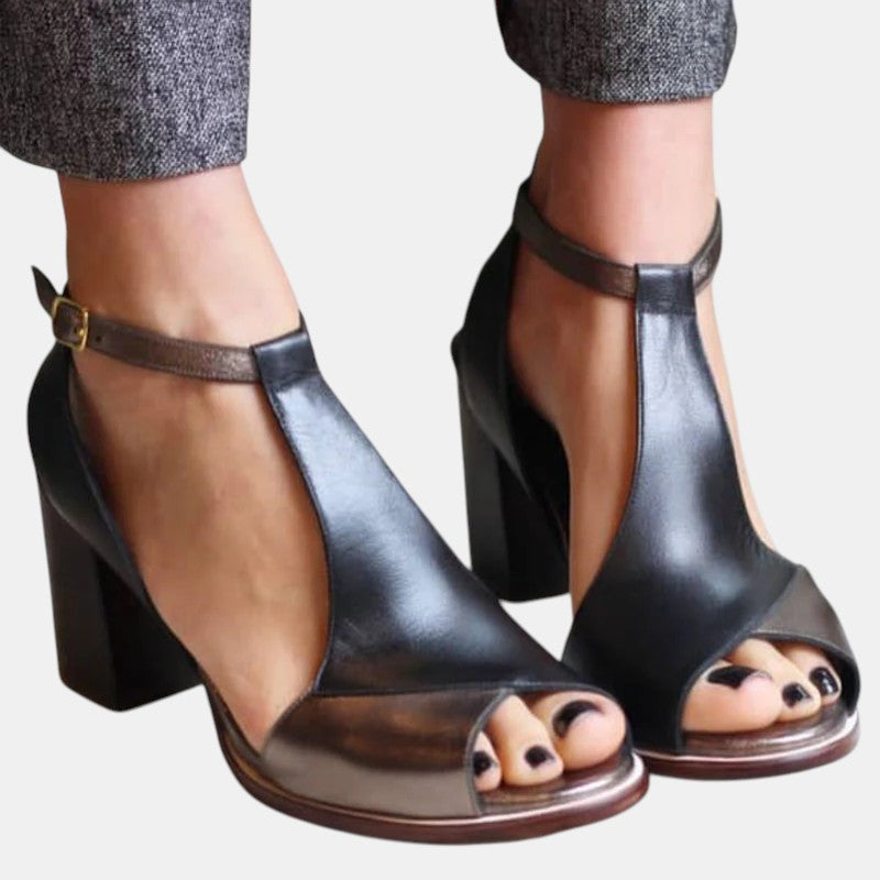 NADARIA™ | SVART LAPPETEPPE PEEP TOE HÆLER