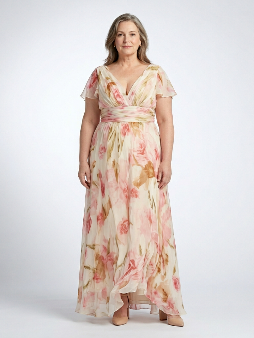 ÉLÉONORE™ | FLYTENDE BLOMSTER MAXI-KJOLE