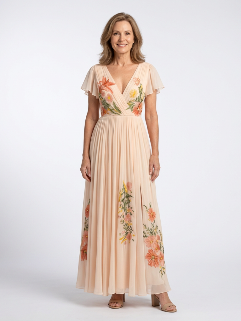 ANAËLLE™ | PLISSERT ROMANTISK BLOMSTER MAXI-KJOLE
