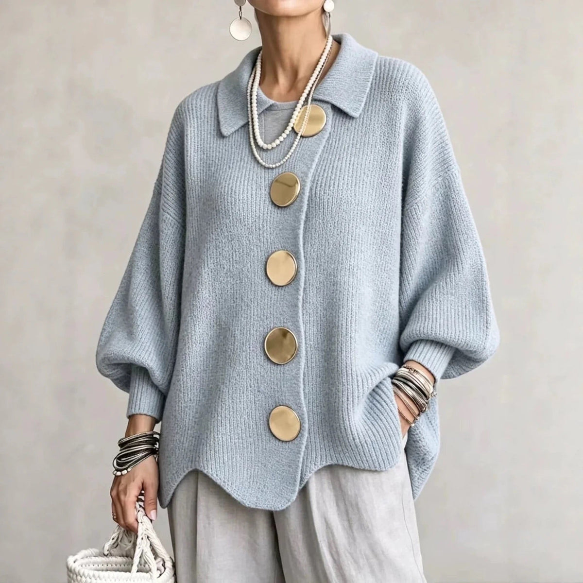 Karina™ Oversized Cardigan — Lyseblå