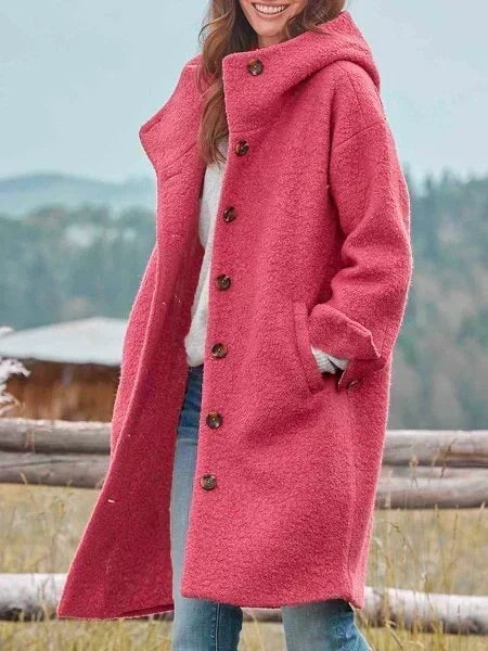 Elizabeth™ Lang Kåpe med Hette — Rosa