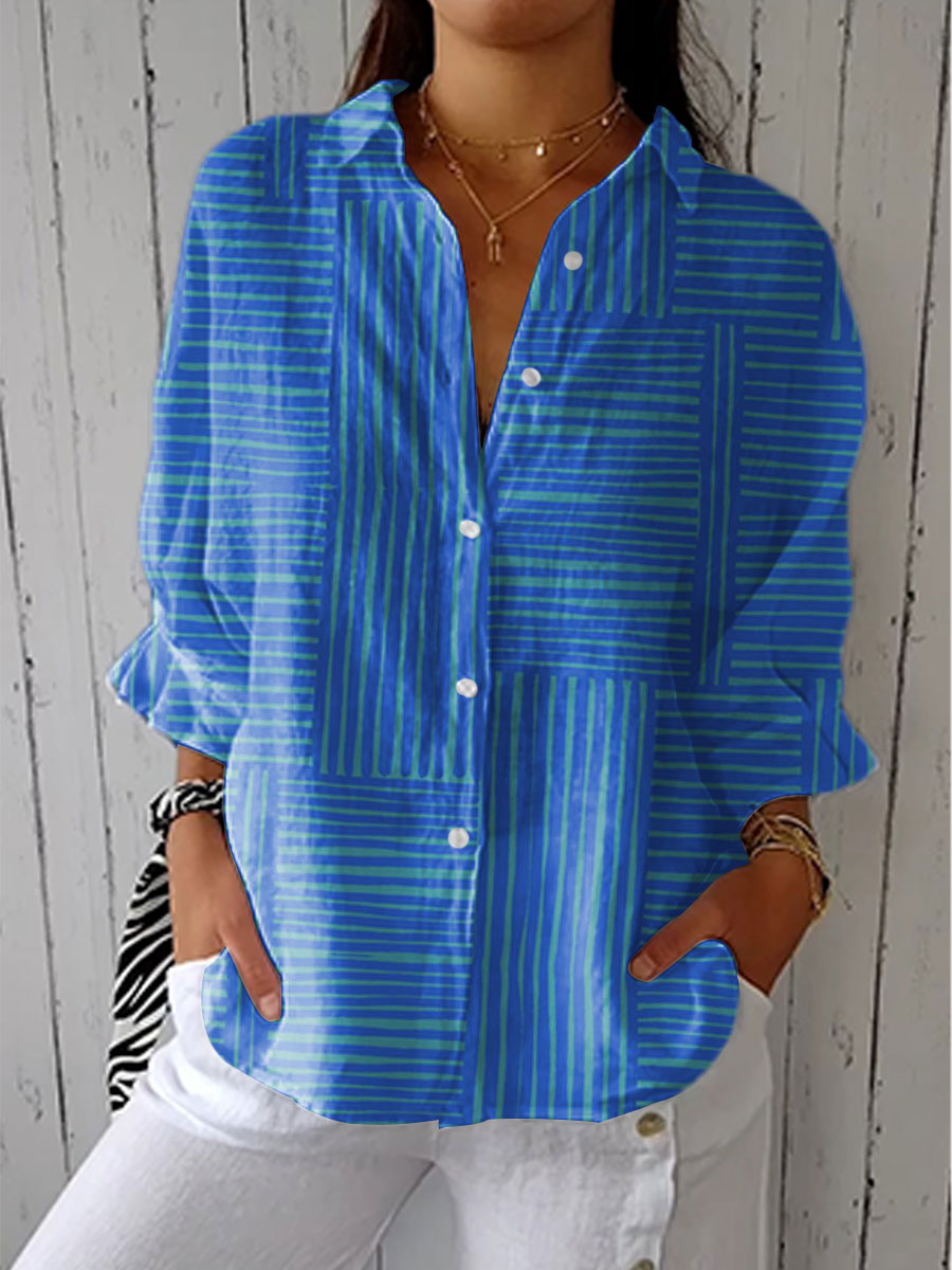 ALISON™ | BLÅ STRIPET BLUSE
