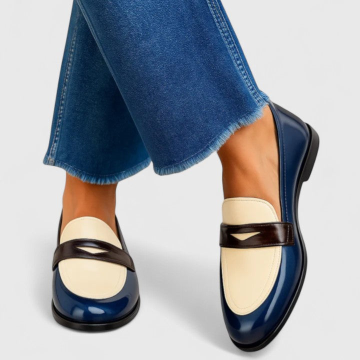 FRANCESCA™ | ELEGANTE MOKKASINER — Marineblau Mit Creme