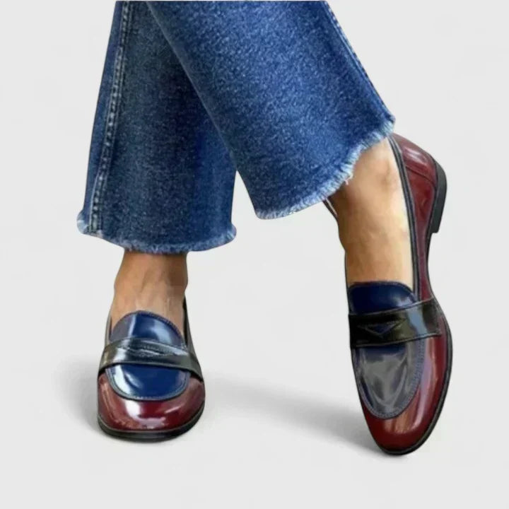 FRANCESCA™ | ELEGANTE MOKKASINER — Bordeaux Mit Blau