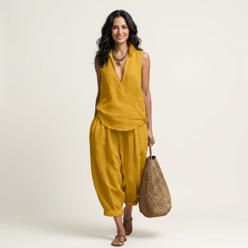 TWIILA™ | SET MED WRAPAROUND TOPP OG VIDE BUKSER