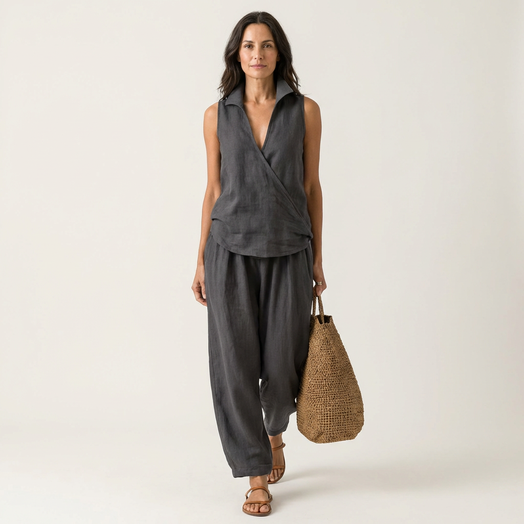 TWIILA™ | SET MED WRAPAROUND TOPP OG VIDE BUKSER