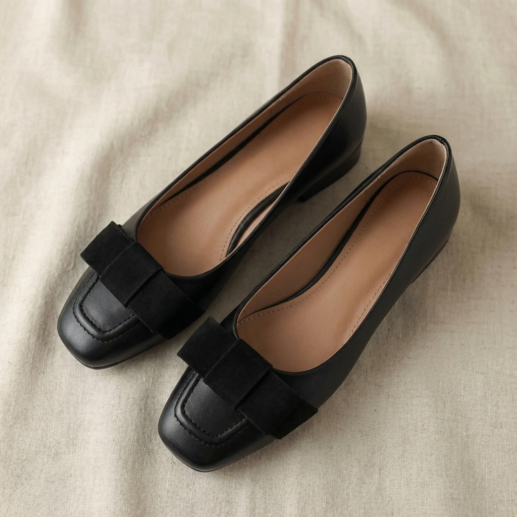 CAMILLE™ | FLATE SKO MED SØYFE — Deep Black