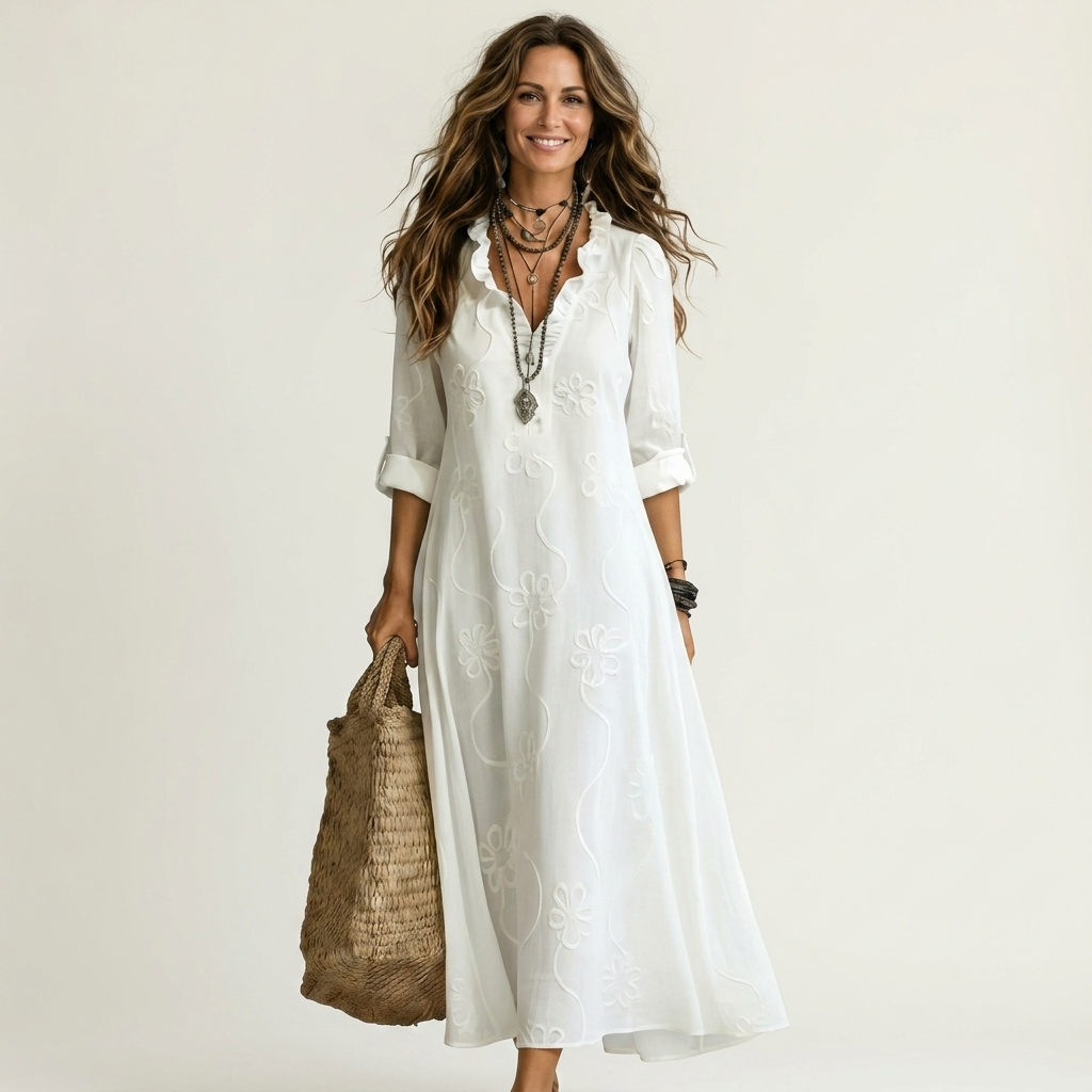 MARIAM™ | MAXI-KJOLE MED BLOMSTERBRODERI