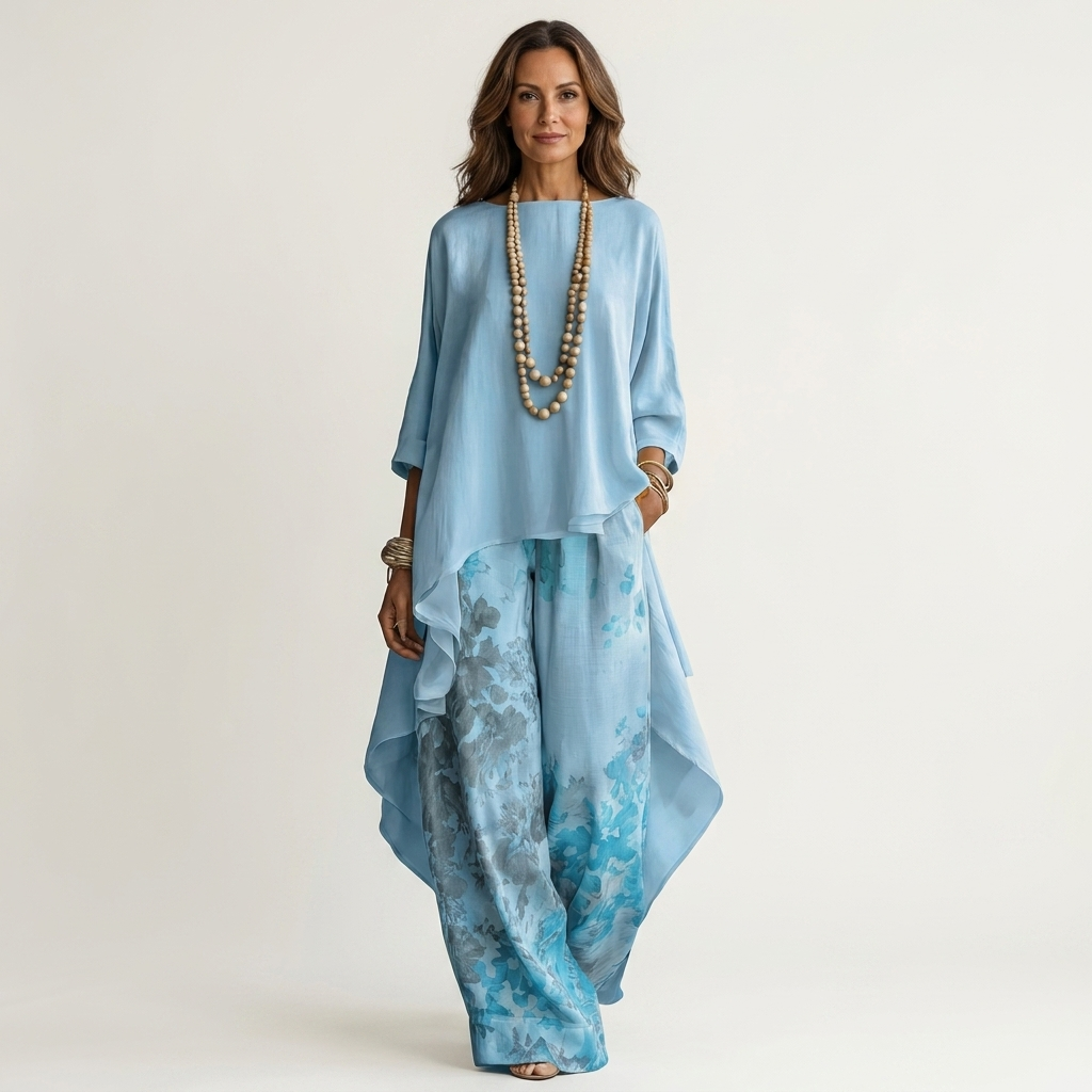 Cariola | Todelt sett i bomull og silke med asymmetrisk tunika