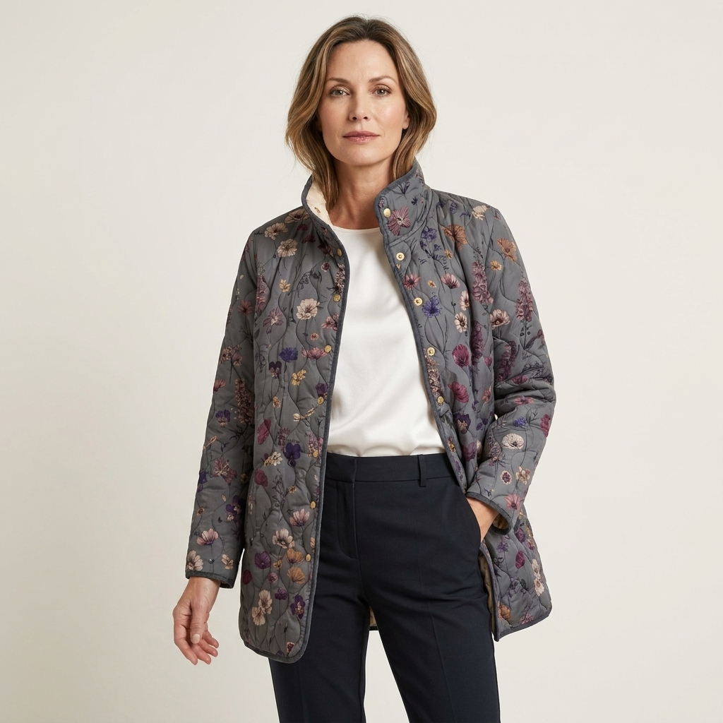 NIVA™ | QUILTET JAKKE MED BLOMSTERTRYKK