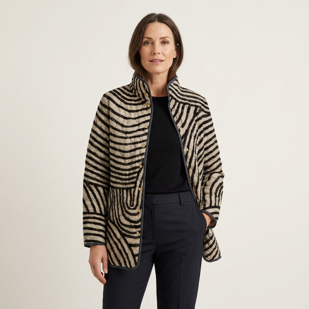 INAYA™ | QUILTET JAKKE MED RETRO MØNSTER