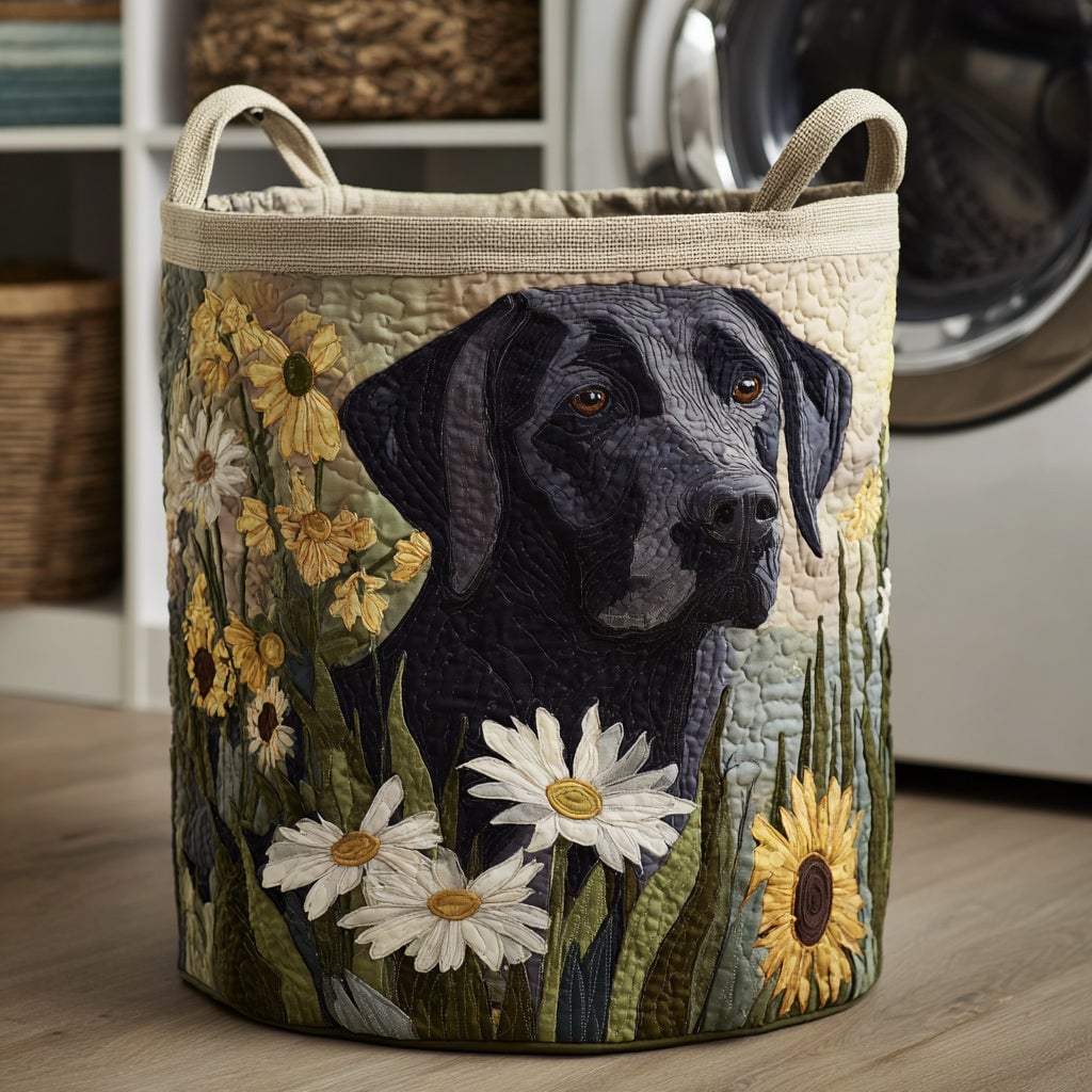 BLOMSTRET SVART LABRADOR | QUILTET VASKEKURV