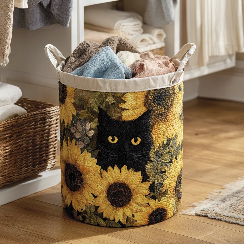 SVART KATT OG SOLSIKKE | QUILTET VASKEKURV