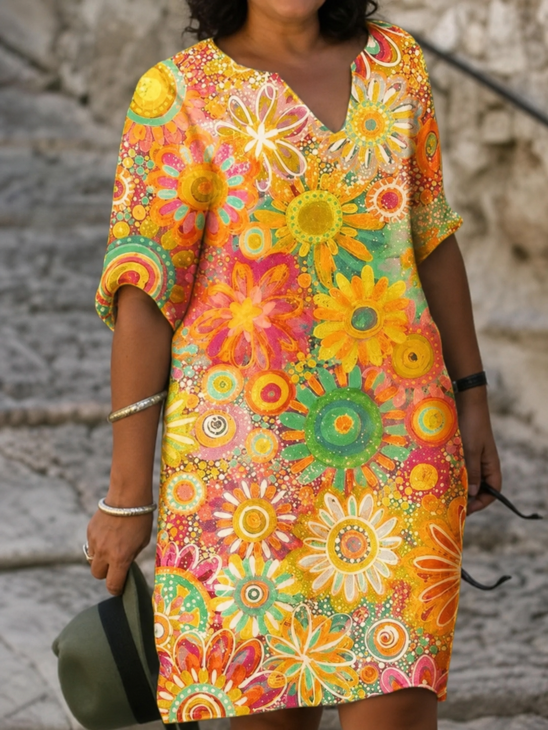 DELLA™ | LEVENDE BLOMSTER MIDI-KJOLE