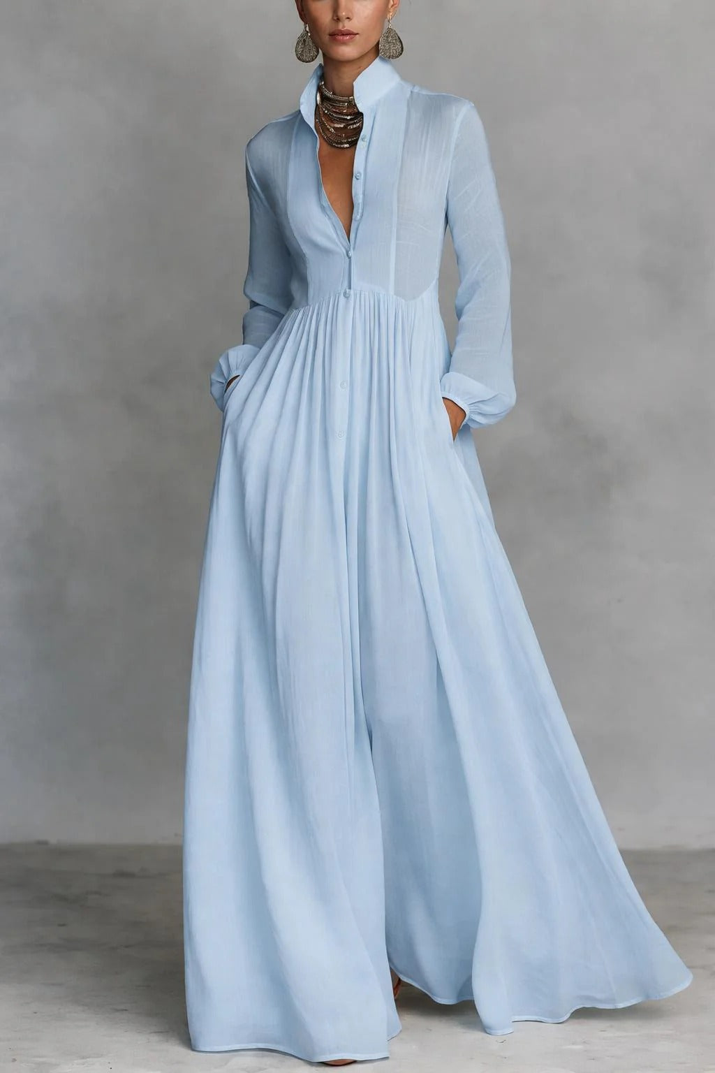 CLARA™ | FLYTENDE KNAPPE MAXI-KJOLE
