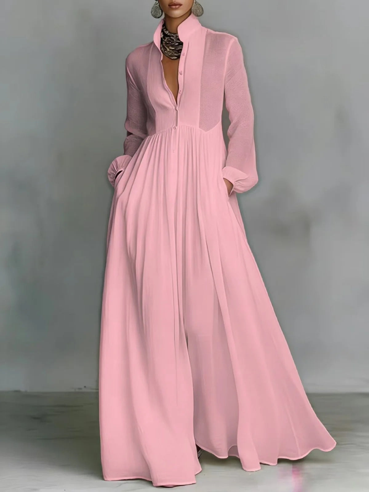 ASTRID™ | FLYTENDE KNAPPE MAXI-KJOLE