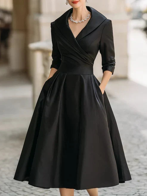 MAGDA™ | ELEGANT MIDIKJOLE — Svart