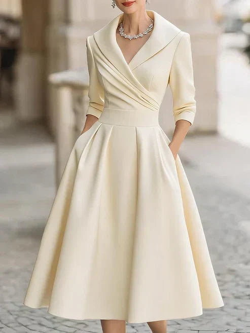 MAGDA™ | ELEGANT MIDIKJOLE — Beige