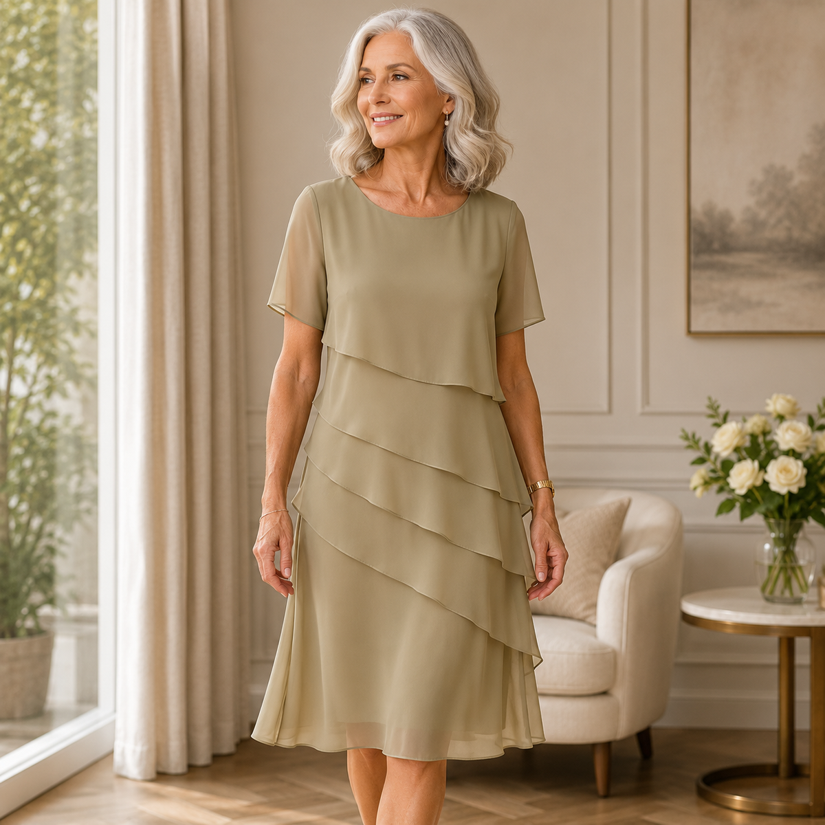 Kalinda | Elegant komfortkjole med volanger