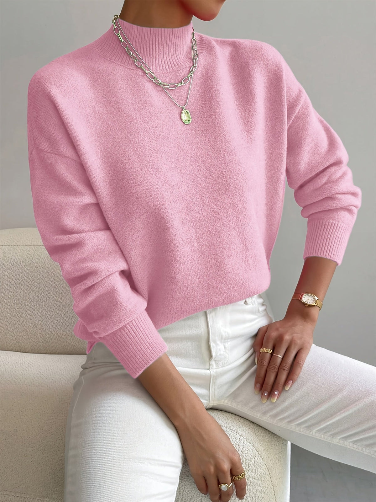 Christine™ Genser med Ståkrage — Lys rosa