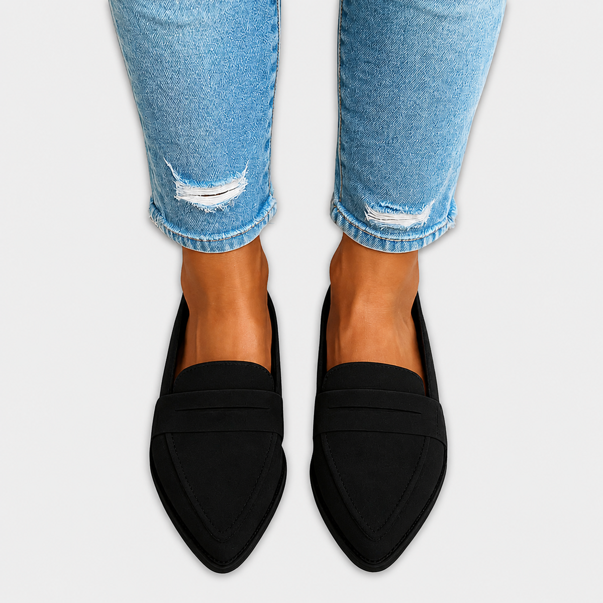 IRENE™ | LOAFERS MED SPISS TÅ — Svart