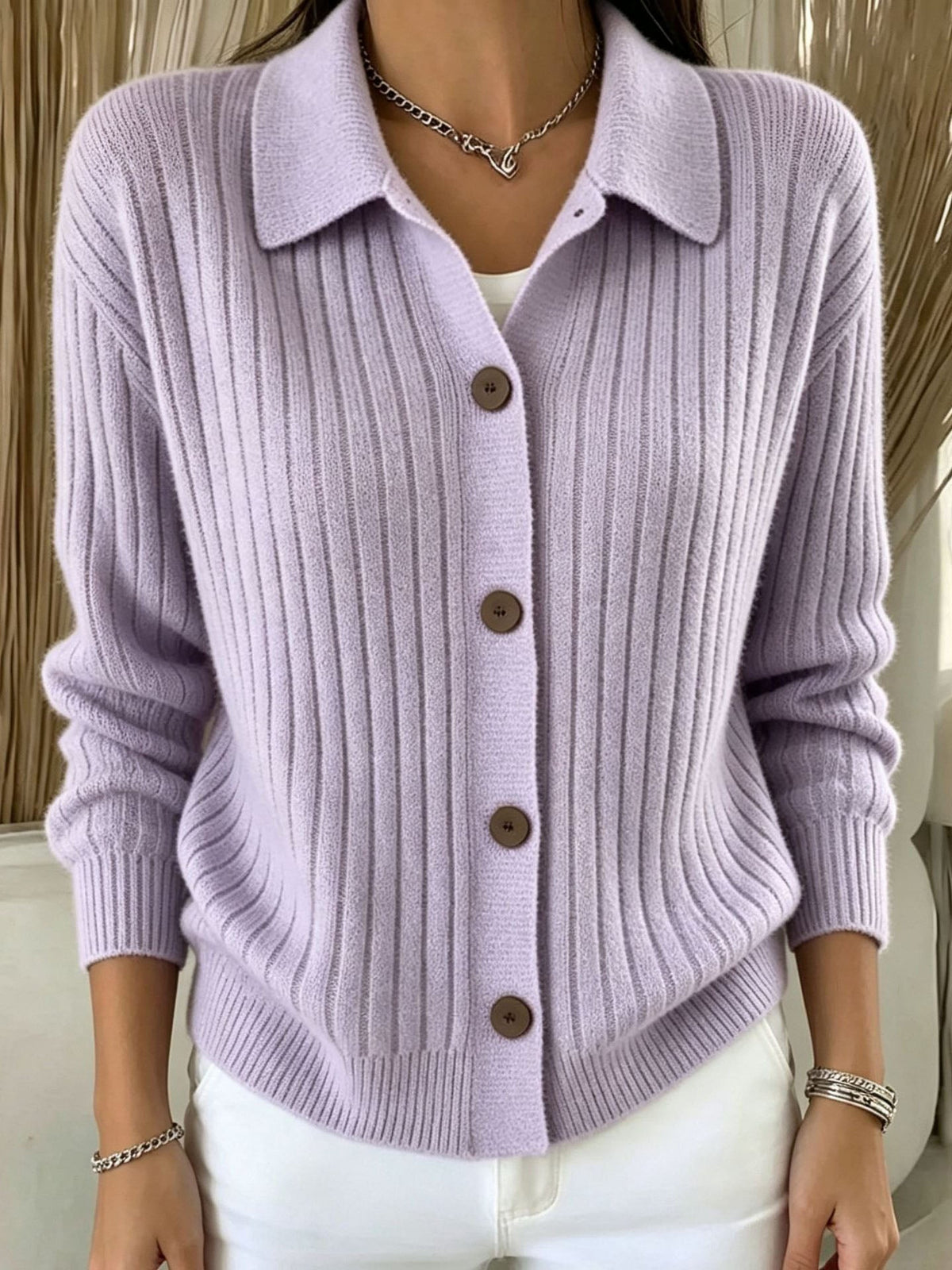 MAREN™ | STRIKKECARDIGAN — Lilla