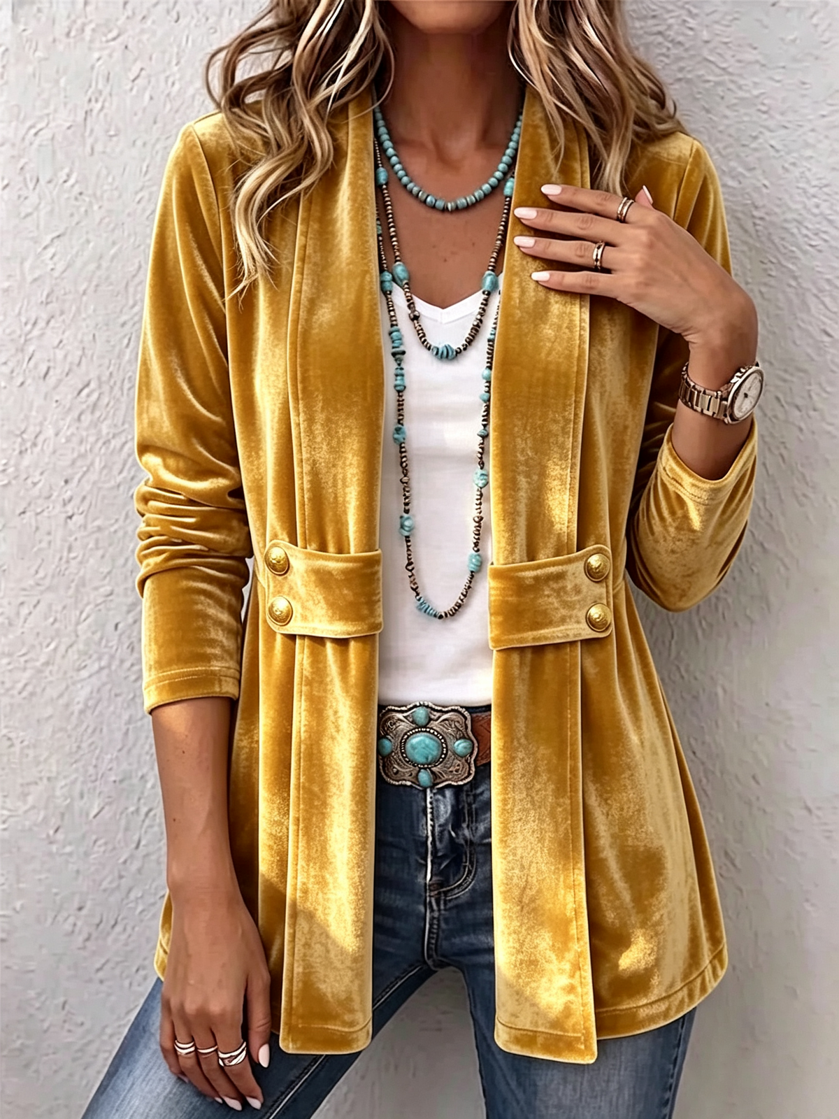 HOLLIWELL™ | JAKKE MED VOLANGER — Gold