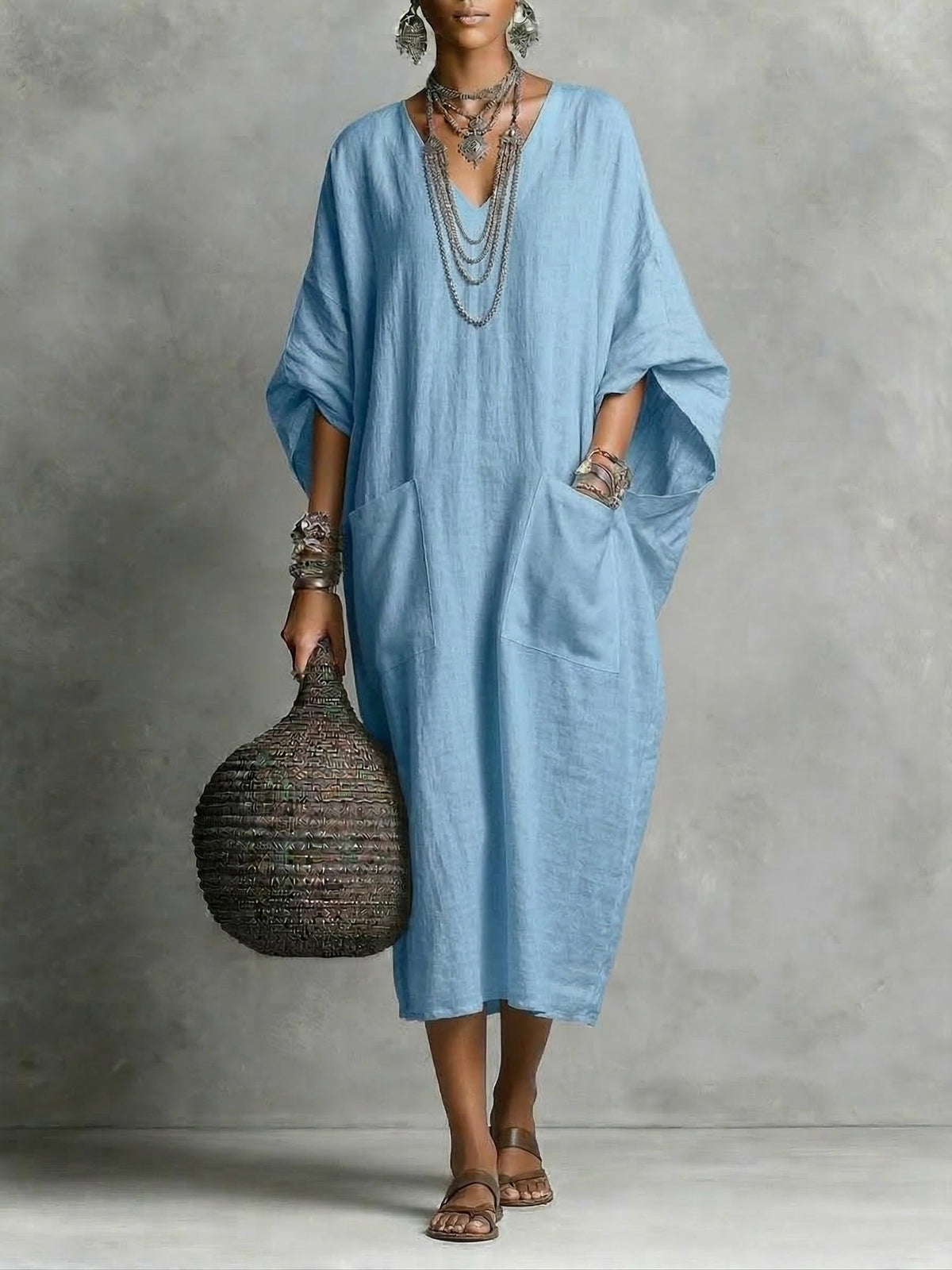 KAIA™ | AVSLAPPET KAFTAN MAXI-KJOLE