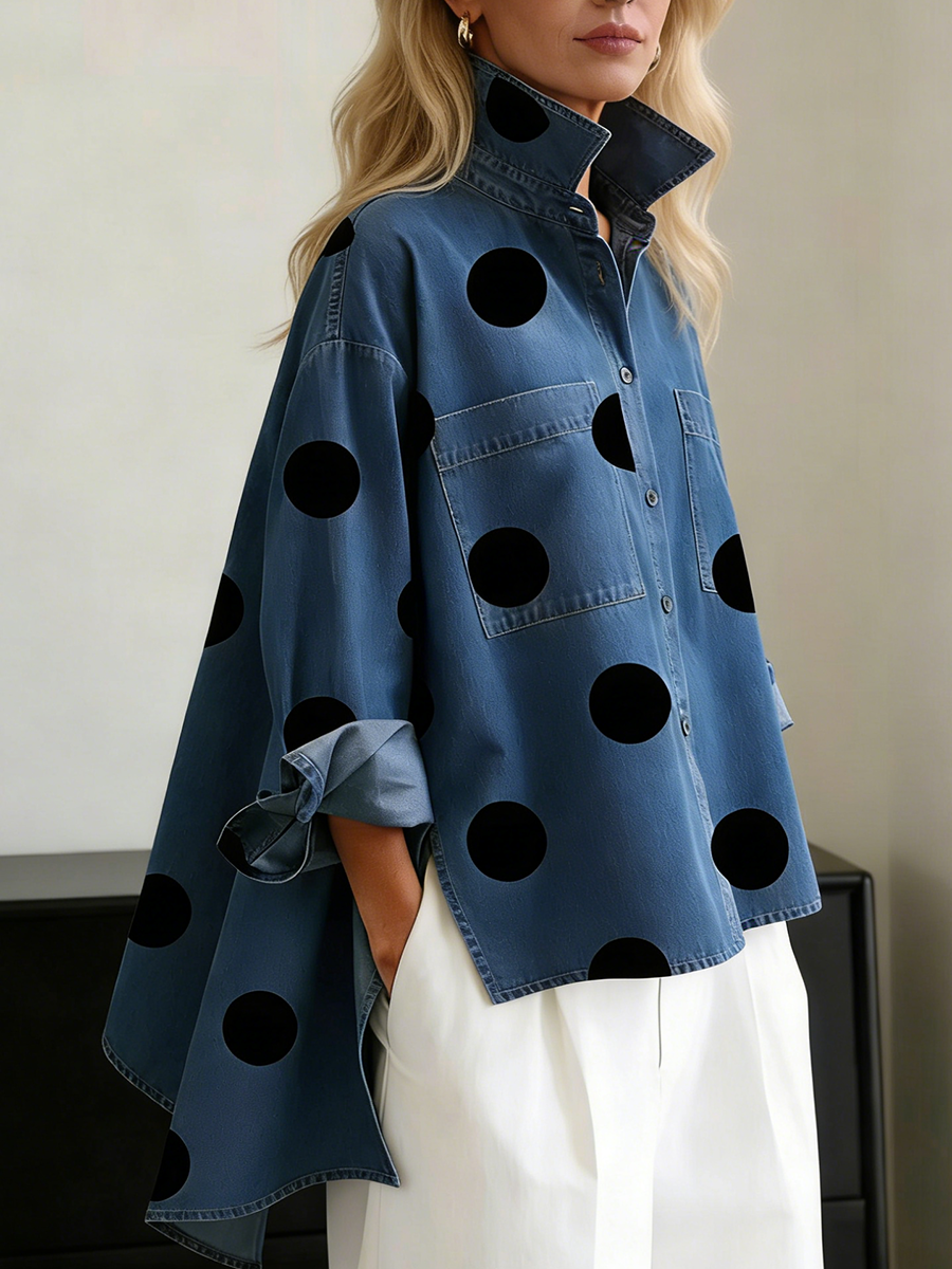 MAJA™ | VINTAGE KNAPPEBLUSE — Blå