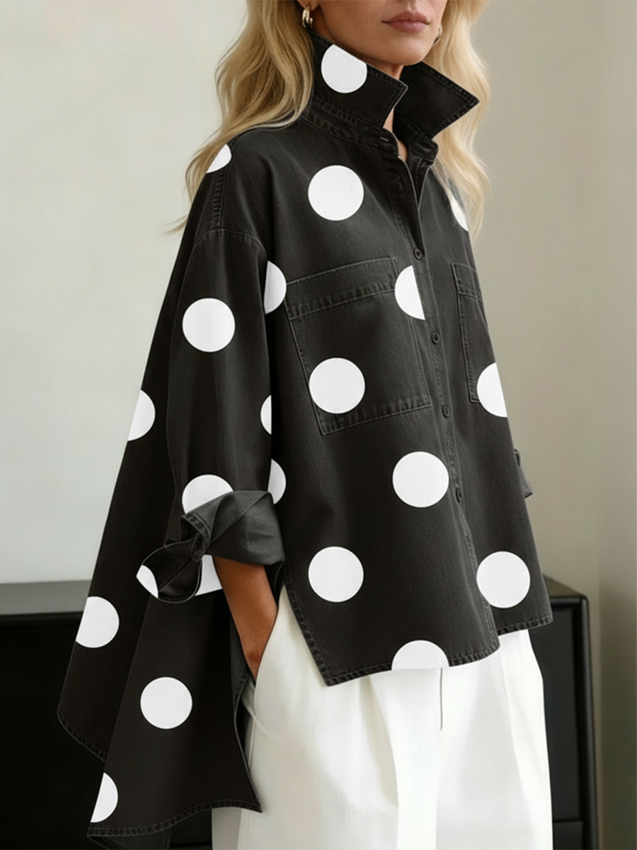MAJA™ | VINTAGE KNAPPEBLUSE — Svart