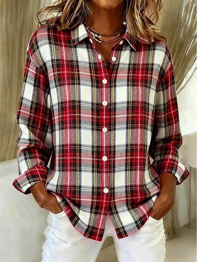 DAGMAR™ | VINTAGE KNAPPEBLUSE — Rød