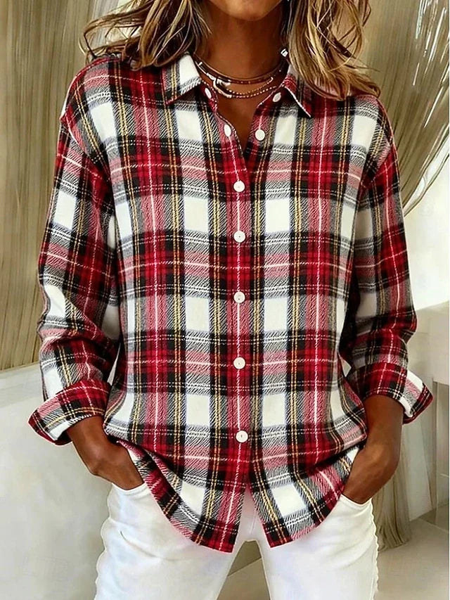 DIDRIKKE™ | VINTAGE KNAPPEBLUSE — Rød