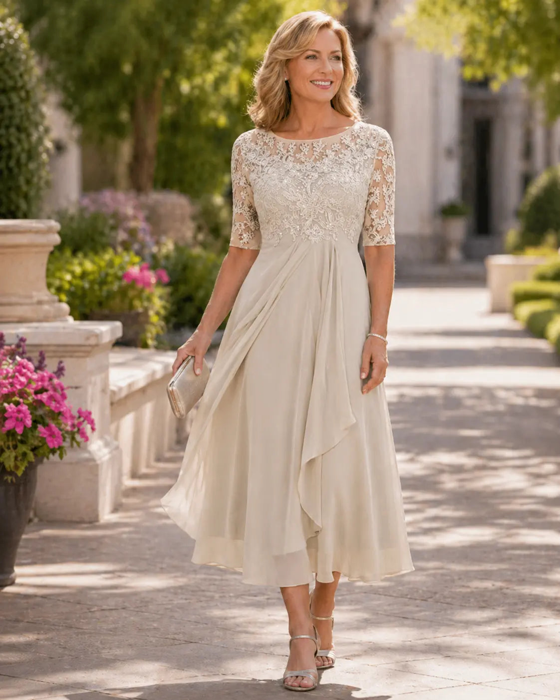 Mirage™ Elegant Festkjole — Beige