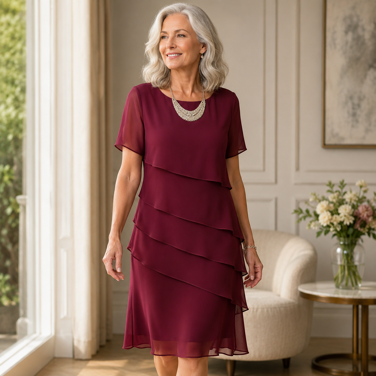 Kalinda | Elegant komfortkjole med volanger