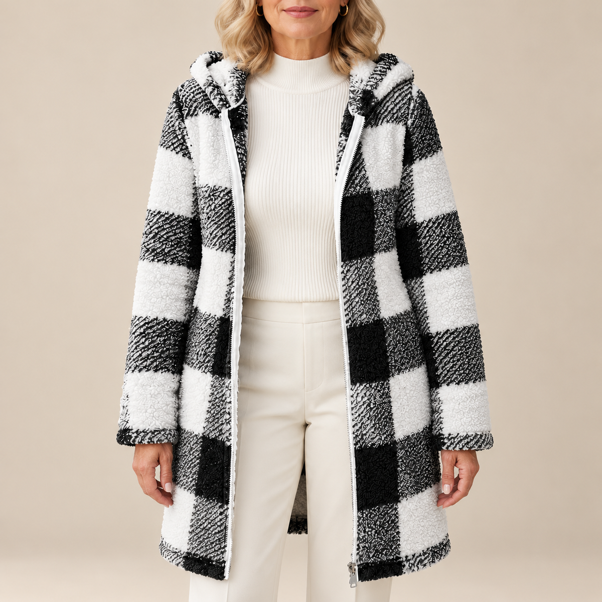 GRY™ | RUTET TEDDYKÅPE MED HETTE