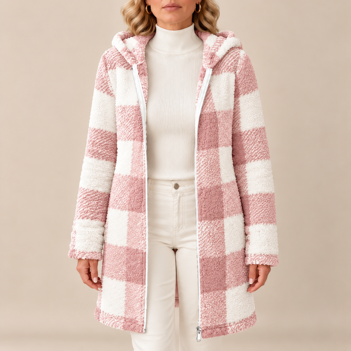 GRY™ | RUTET TEDDYKÅPE MED HETTE