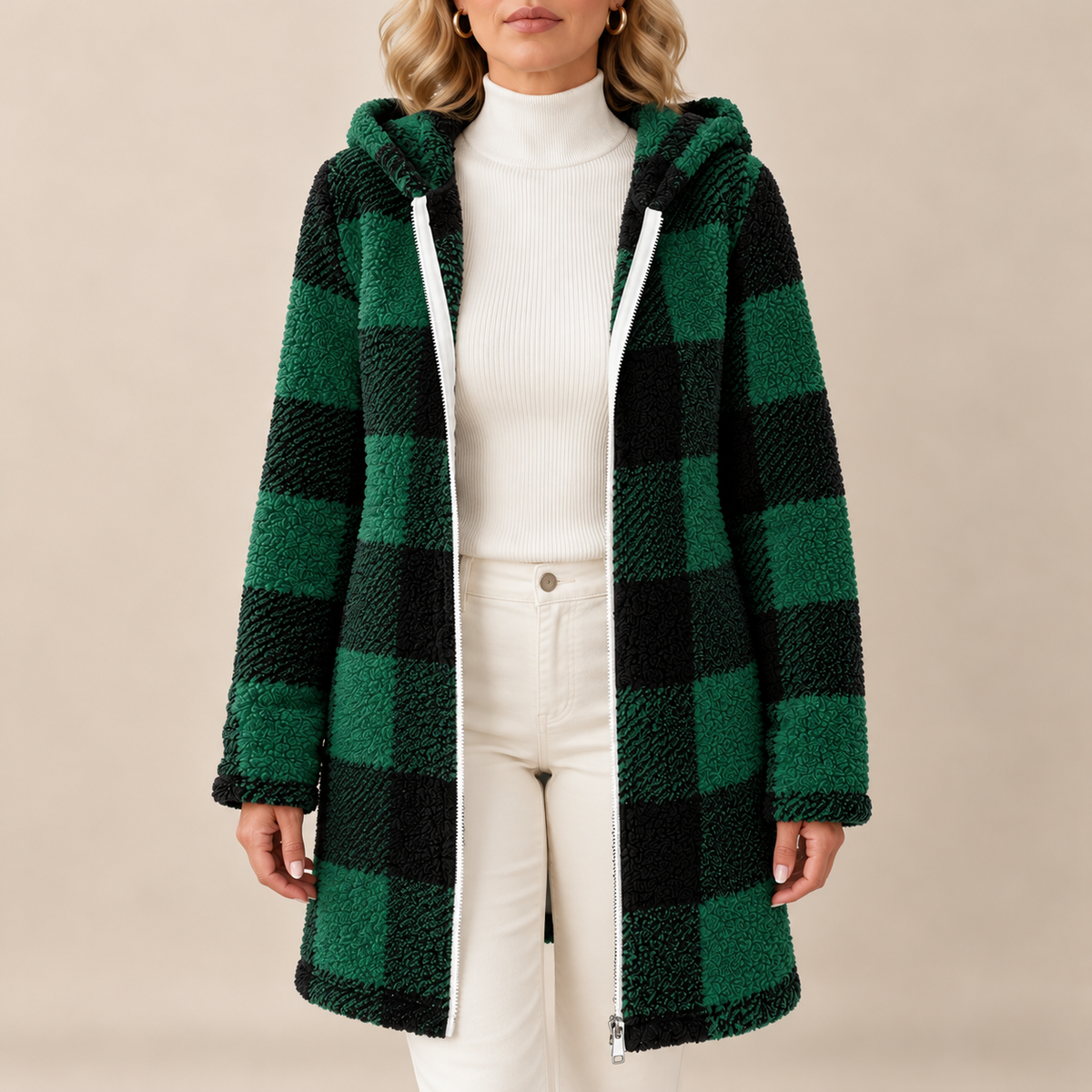GRY™ | RUTET TEDDYKÅPE MED HETTE
