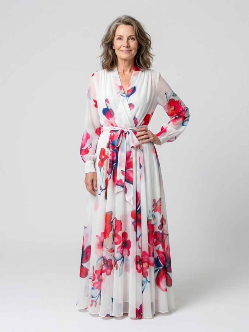 VALENTINE™ | BLOMSTER WRAP MAXI-KJOLE MED LANGE ERMER