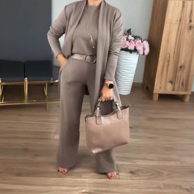 HENNY™ | 3-DELT SETT MED LANG CARDIGAN, TOPP OG BUKSE